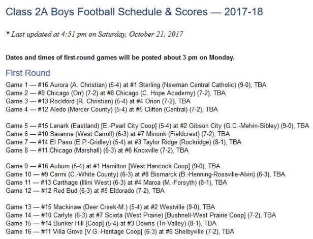 IHSA 2A Pairings