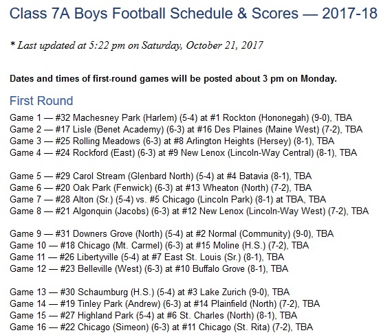 IHSA 7A Pairings
