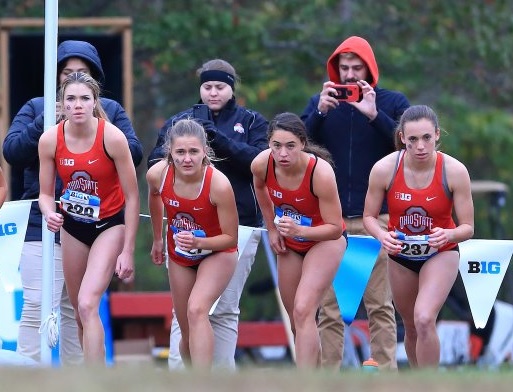 Sarah Kanney (far left) at the strating line Big 10