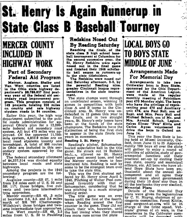 1946 SH Baseball Class B article