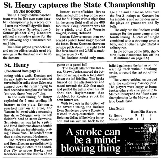 1999 SH Baseball Chronicle story