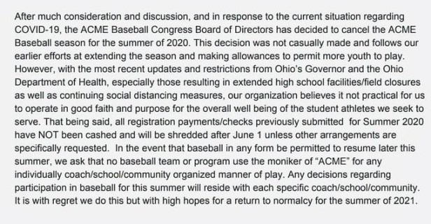 ACME Cancels Season